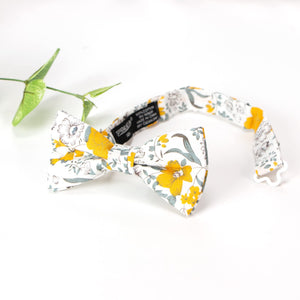 Boy's Cotton Floral Print Bow Tie and Pocket Square Set, Marigold (Color F49)