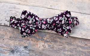 Boy's Cotton Floral Print Bow Tie and Pocket Square Set, Purple (Color F20)