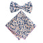 Boy's Cotton Floral Print Bow Tie and Pocket Square Set, Blue Pink (Color F28)