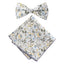 Men's Cotton Floral Bow Tie and Handkerchief Set, Gold Metallic (Color F44)