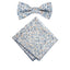 Boy's Cotton Floral Print Bow Tie and Pocket Square Set, Steel Blue (Color F67)