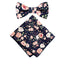 Boy's Cotton Floral Print Bow Tie and Pocket Square Set, Navy Blush Pink (Color F59)