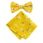 Boy's Cotton Floral Print Bow Tie and Pocket Square Set, Mustard (Color F40)