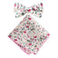 Boy's Cotton Floral Print Bow Tie and Pocket Square Set, White (Color F22)