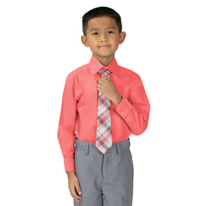 Boys' Coral Cotton Blend Dress Shirt and Tie Set (Color 31)