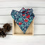 Men's Cotton Floral Bow Tie and Handkerchief Set, Blue Red (Color F42)