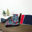 Men's Floral Necktie and Pocket Square Handkerchief Hanky Set, Blue Red (Color F42)