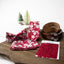 Boys' Cotton Floral Print Zipper Necktie and Pocket Square Set, Apple Red (Color F45)