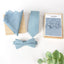 Men's Linen Blend Bow Tie and Pocket Square Handkerchief Hanky Set