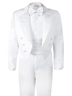 boys' white classic five-piece tuxedo tux set with tail
