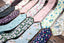 Men's Cotton Printed Floral Skinny Tie, Blue/Pink (Color F28)