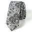 Men's Cotton Printed Floral Skinny Tie, White/Gray (Color F05)