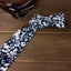 Men's Cotton Printed Floral Skinny Tie, Navy/Ivory (Color F06)