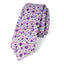 Men's Cotton Printed Floral Skinny Tie, White/Purple (Color F08)