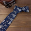 Men's Cotton Printed Floral Skinny Tie, Navy/White (Color F10)