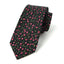 Men's Cotton Printed Floral Skinny Tie, Black/Pink (Color F12)