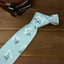 Men's Cotton Printed Floral Skinny Tie, Blue/White (Color F14)
