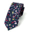 Men's Cotton Printed Floral Skinny Tie, Navy/Pink (Color F23)