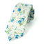 Men's Cotton Printed Floral Skinny Tie, Blue/Orange (Color F26)