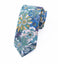 Men's Cotton Printed Floral Skinny Tie, Blue (Color F31)