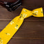 Men's Cotton Printed Floral Skinny Tie, Mustard (Color F40)