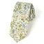 Men's Cotton Printed Floral Skinny Tie, Yellow Blue Green (Color F63)