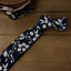 Men's Cotton Printed Floral Skinny Tie, Dark Navy (Color F66)