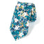 Men's Cotton Printed Floral Skinny Tie, Teal (Color F69)