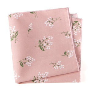 Men's Cotton Floral Print Pocket Square, Blush Pink (Color F13)