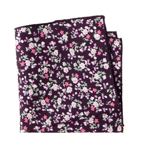 Boys' Cotton Floral Print Pocket Square, Purple (Color F20)