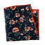 Men's Cotton Floral Print Pocket Square, Black/Orange (Color F35)