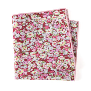 Boys' Cotton Floral Print Pocket Square, Cinnamon (Color F46)