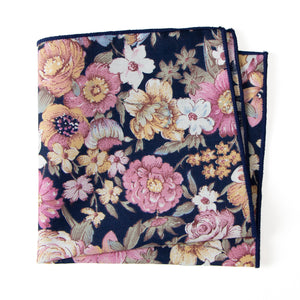 Men's Cotton Floral Print Pocket Square, Quartz (Color F52)