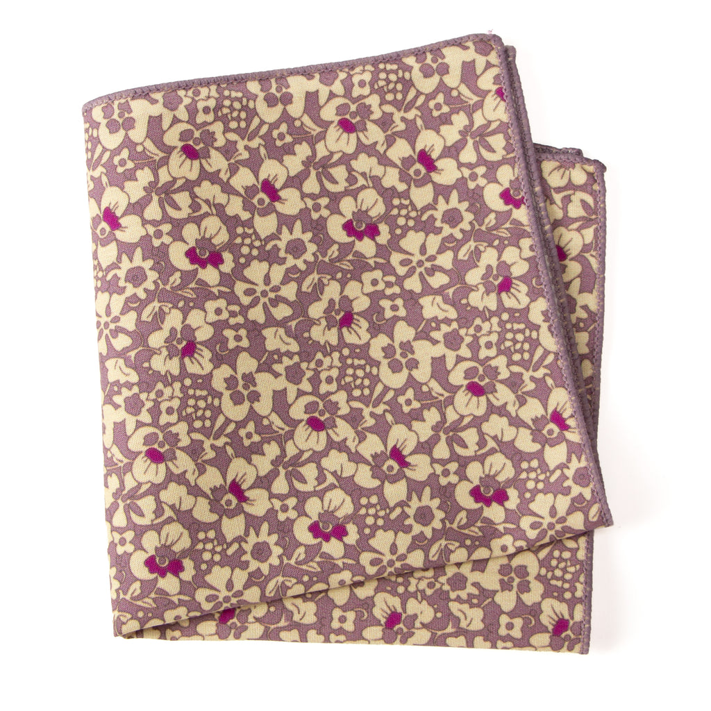 Boys' Cotton Floral Print Pocket Square, Rose Gold (Color F55)