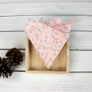 Men's Cotton Floral Print Pocket Square, Blush Pink (Color F60)