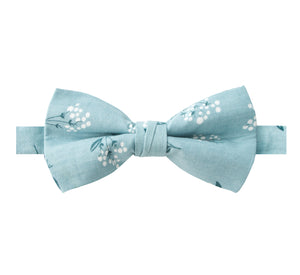 Men's Cotton Floral Print Bow Tie, Light Blue (Color F14)