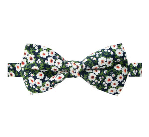 Men's Cotton Floral Print Bow Tie, Green (Color F16)