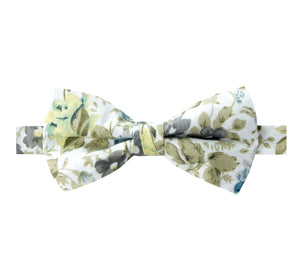 Men's Cotton Floral Print Bow Tie, Yellow (Color F24)