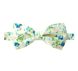 Men's Cotton Floral Print Bow Tie, Blue (Color F26)