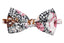 Men's Cotton Floral Print Bow Tie, Black/Pink (Color F34)