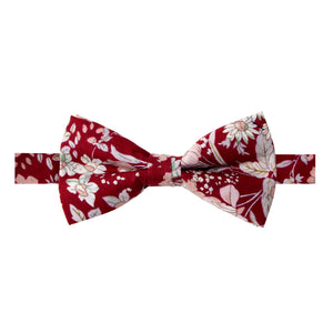 Men's Cotton Floral Print Bow Tie, Apple Red (Color F45)