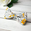 Men's Cotton Floral Print Bow Tie, Marigold (Color F49)