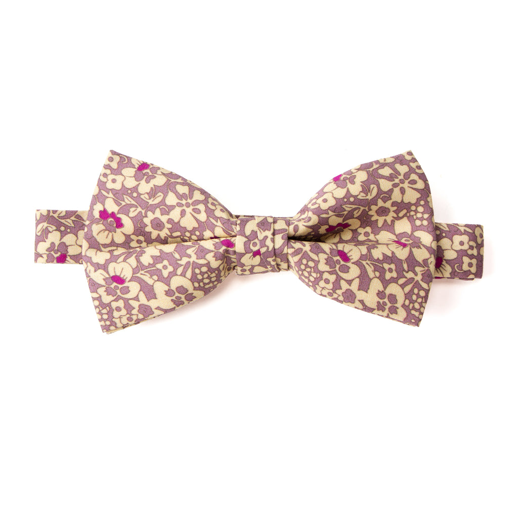 Men's Cotton Floral Print Bow Tie, Rose Gold (Color F55)