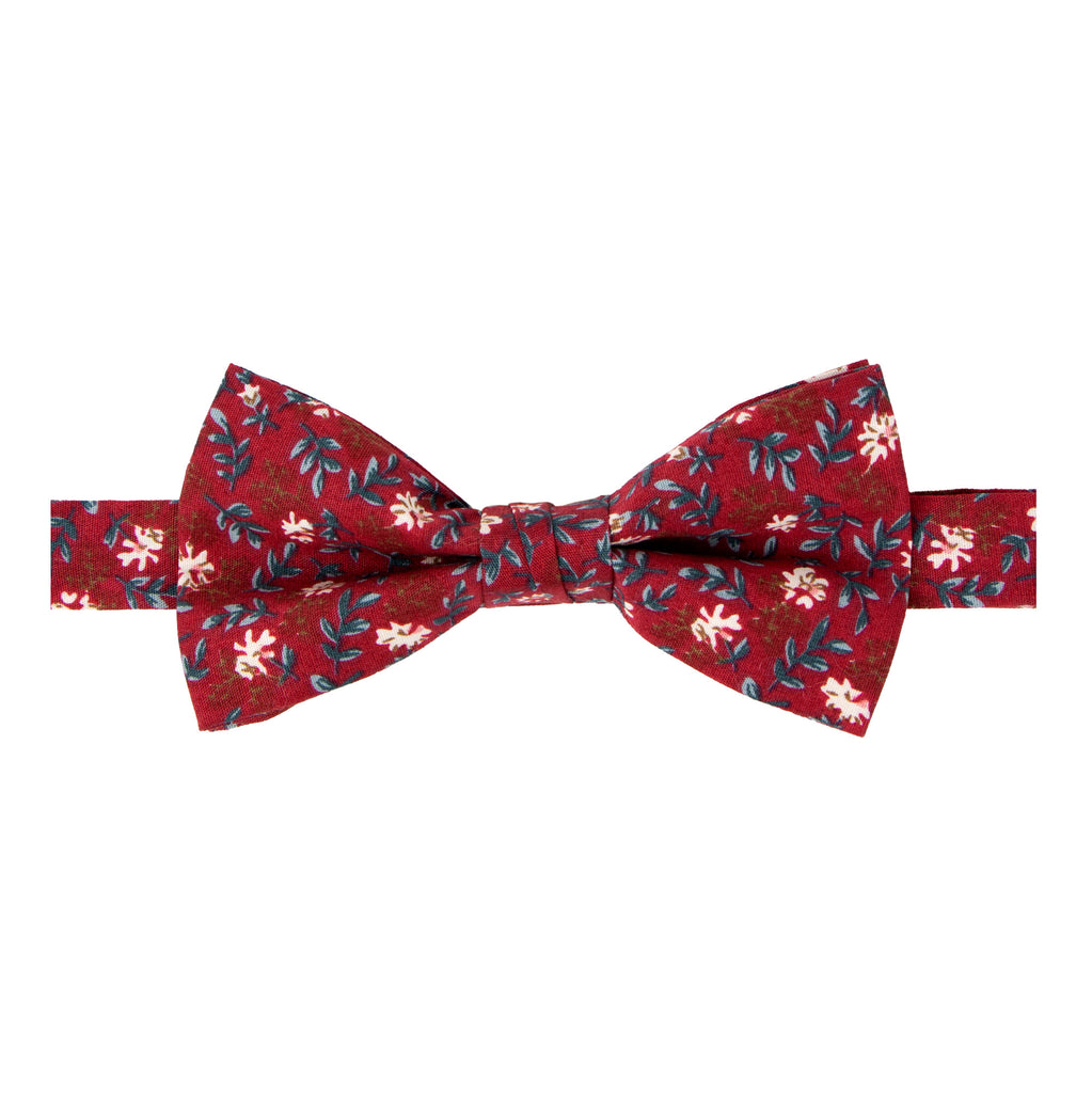 Men's Cotton Floral Print Bow Tie, Rust (Color F56)