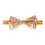 Men's Cotton Floral Print Bow Tie, Mustard/ Pink (Color F68)