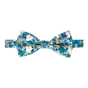 Men's Cotton Floral Print Bow Tie, Teal (Color F69)