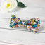 Men's Cotton Floral Print Bow Tie, Navy/Coral (Color F71)