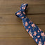 Men's Salt Shrinking Seersucker Cotton Floral Print Necktie, Blue Orange (Color FS07)