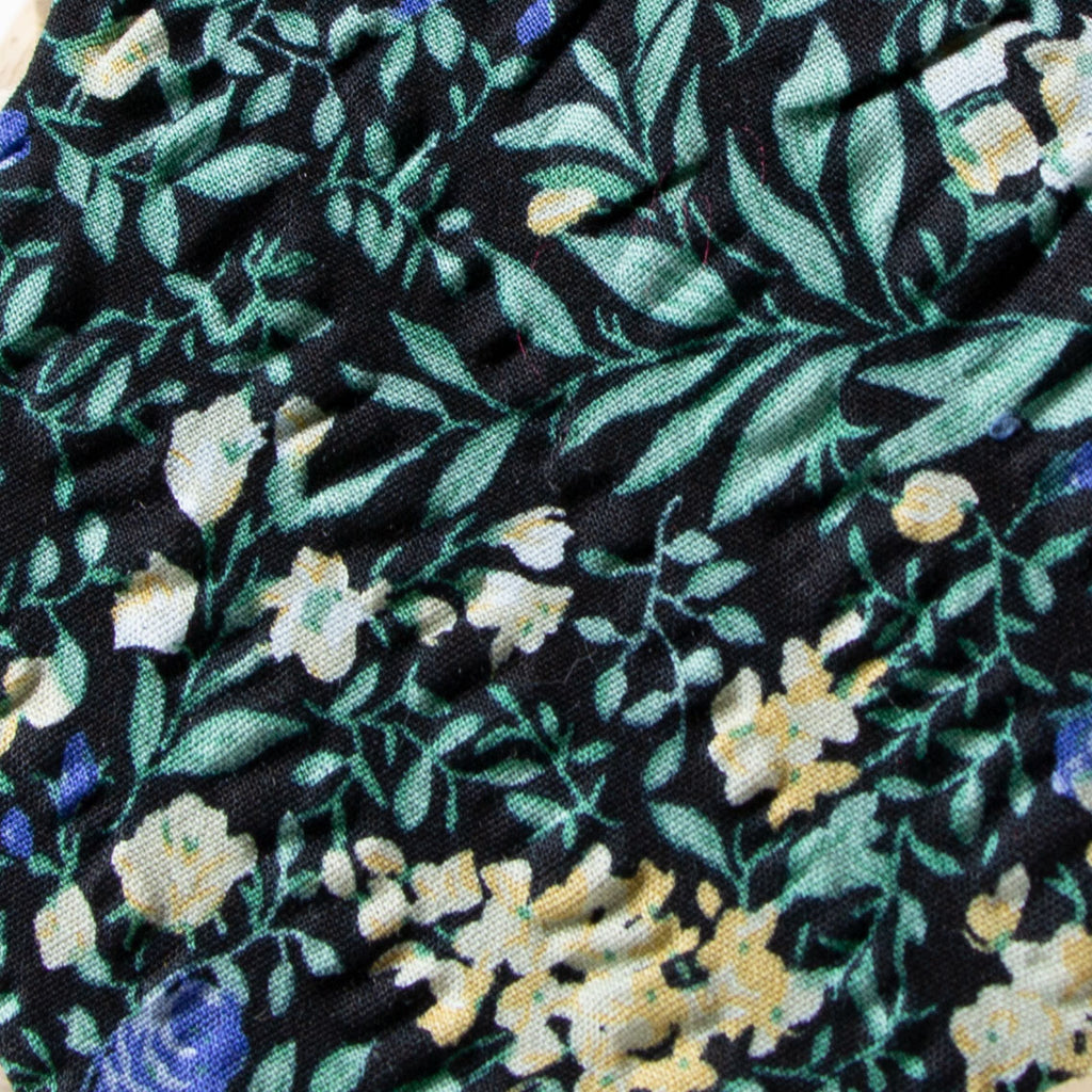 Men's Salt Shrinking Seersucker Cotton Floral Print Bow Tie, Black Green (Color FS09)