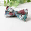 Men's Salt Shrinking Seersucker Cotton Floral Print Bow Tie, Blue Tan (Color FS01)